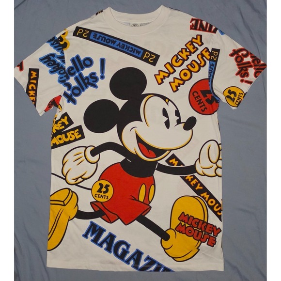 Disney Tops - Disney Night Shirt Womens Size Large‎ Mickey Mouse Magazine All Over Print AOP